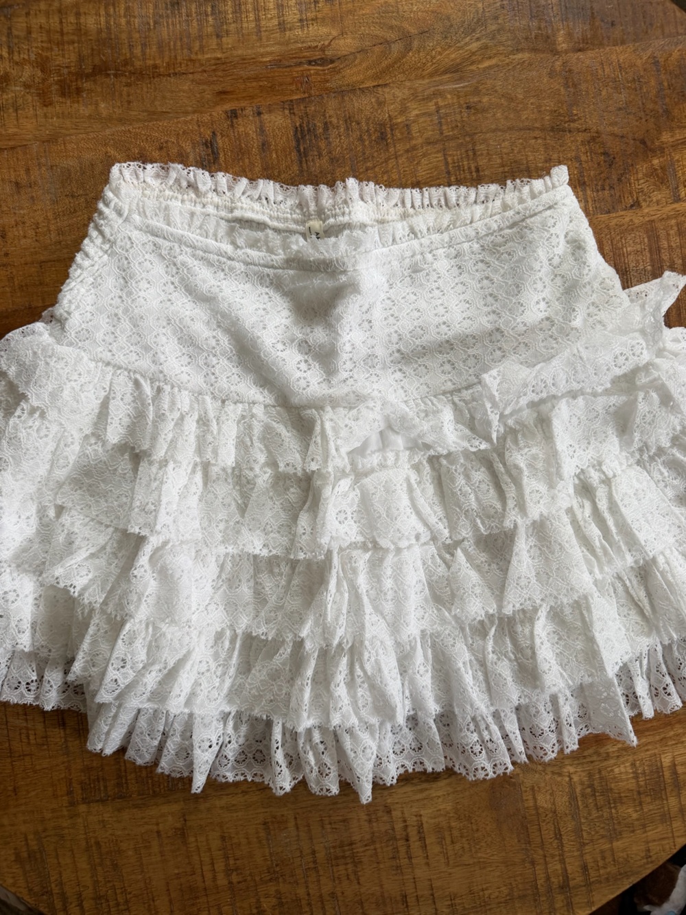 American Eagle White Tiered Lace Mini Skort